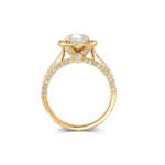 Yellow gold halo diamond ring
